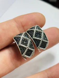 Gemporia silver earrings with blue and clear diamonds - Picture 1 of 8