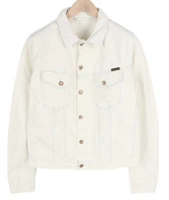 NUDIE JEANS Terry Men Jacket L Denim White Extreme Bleach Buttoned Collar * - image 1 of 4