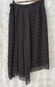 LALA BERLIN Black Silk Printed Chiffon Asymmetrical Midi Skirt Size L - Picture 1 of 5