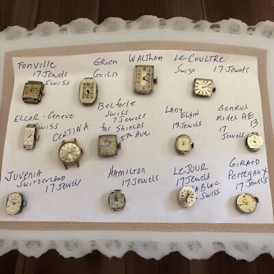 RELOJES SUIZOS Y ESTADOUNIDENSES ANTIGUOS VINTAGE 13 ~ NO FUNCIONAN 4 PIEZAS y reparación o restauración Foto 1 de 4