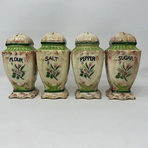 Vintage Salt Pepper Sugar Flour Shaker MARUTOMOWARE - RARE - SET OF 4 - Picture 1 of 21