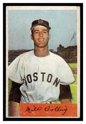 1954 BOWMAN MILT BOLLING #130 BOSTON RED SOX MID GRADE LOOKS OK - Image 1 of 2