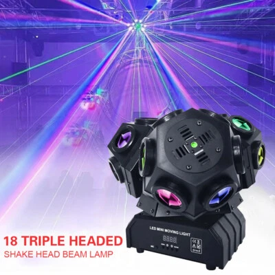 18x10w RGB Laser Moving Head Led Disco Light DJ Lighting 3 Heads Beam Light Bar - Image 1 of 4