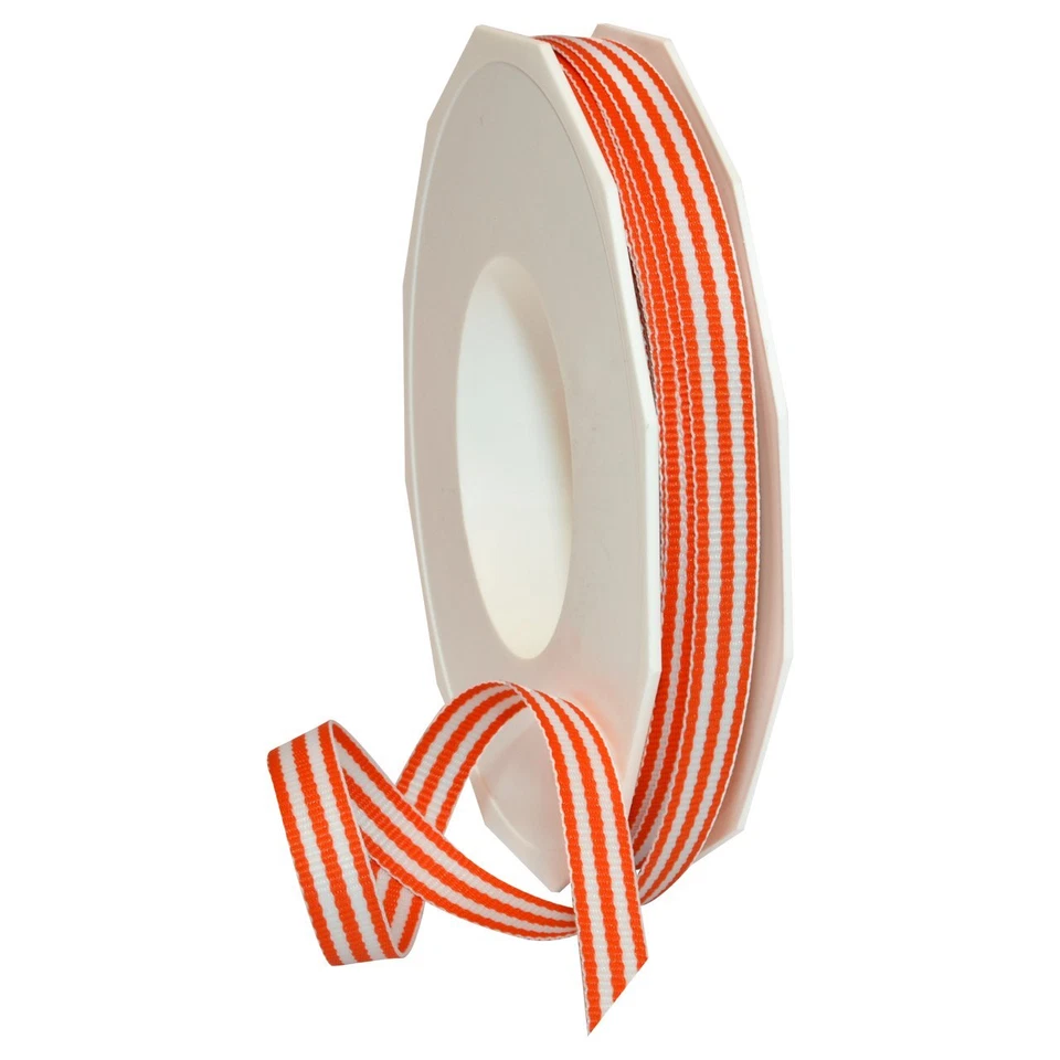 Cinta decorativa a rayas de grosgrain de poliéster 20 yardas naranja 3/8 pulgadas Foto 1 de 1