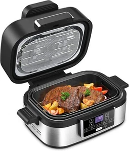 5QT Capacity Indoor Grill ,Air Fry, 5-IN-1 Electric Smart Air Fryer Grill Combo - Picture 1 of 8
