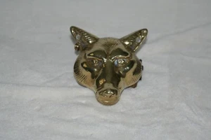 vintage soilid brass wolf head knocker missing the knocker otherwise excellent - Picture 1 of 3