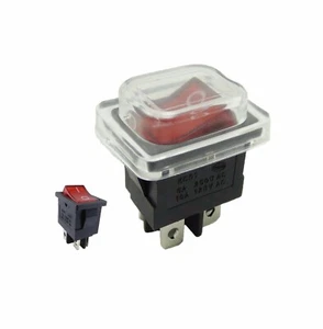 Wippschalter rot mit Wasserdichte Abdeckung 19x13 mm, 4Pins 6 A 250V~ beleuchtet - Picture 1 of 3