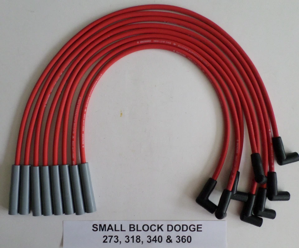 Cables de bujía de rendimiento Dodge small block 273 318 340 360 hei 8 mm ¡¡EE. UU.!! ROJO Foto 1 de 1