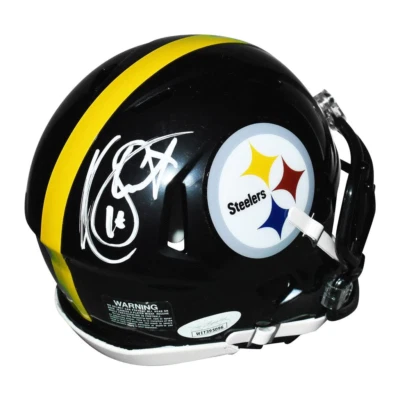 Мини-копия черного футбольного шлема с автографом Корделла Стюарта из Pittsburgh Steelers Speed - Изображение 1 из 4