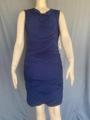 Nuevo con etiquetas Vestido Talla 16 DKNYC Negro Azul Bodycon Rodilla Cielo Nocturno Elastizado Acanalado Nuevo Foto 1 de 4