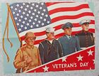 Affiche vintage années 1950 Jour des anciens combattants drapeau patriotique américain soldat école