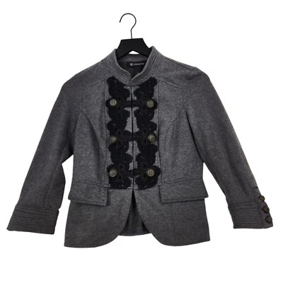 Chaqueta Blazer INC International Concepts Pequeña Estilo Militar Soutache Crochet Foto 1 de 4