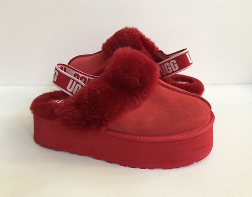 SANDALI CON PLATEAU UGG FUNKETTE SLIDE NASTRO CINTURINO ROSSO US 11 EU 42 UK 9