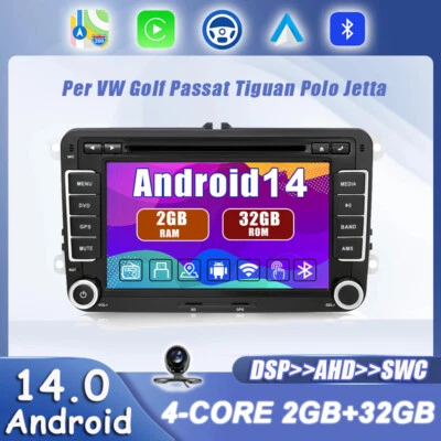 8" Android 14 Autoradio Per VW Golf Passat Tiguan Polo Jetta GPS Navi Radio DAB+ - Immagine 1 di 4