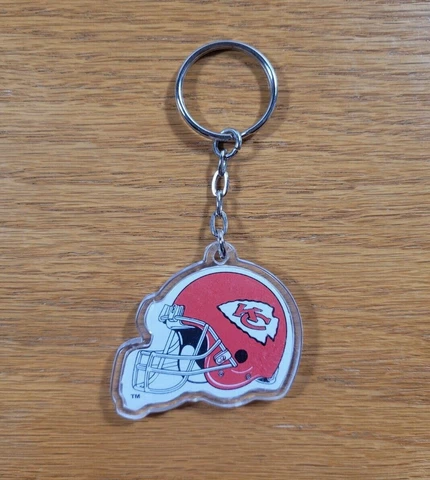 KANSAS CITY CHIEFS Clear Plastic Helmet Logo NFL Football Key Ring Key Chain Cover