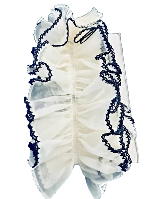 VTG Ivory Nylon Ruffles w/ Black Crochet Trim Doll Dressmaking 61" L x ” W4 - Image 1 of 4