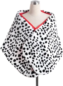 Dalmatian Scarf Women Faux Dalmation Stole Black White Coat Fancy Dress Costume  - Picture 1 of 12