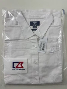 NWT Cutter & Buck Long Sleeve Button Down Shirt Embroidered White Mens Size L - Picture 1 of 12