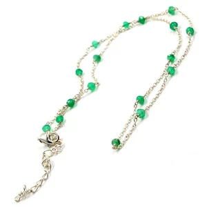 Daily Wear Sterling 925 Silver Jewelry Green Onyx Beads Hecho a mano 15 +... - Imagen 1 de 4