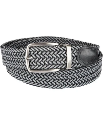 Tommy 男式弹力编织双面皮革装饰腰带 | 黑色 | S/M(32-36) — 第 1/4 张图片