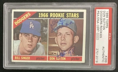 Don Sutton signed 1966 Topps #288 Baseball Card HOF 98 Autograph PSA/DNA - Image 1 of 3