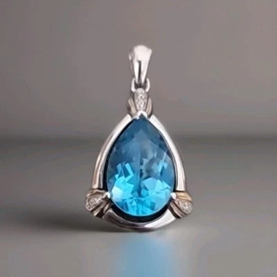 Alwand Vahan  Sterling Silver & 14K Yellow Gold Blue Topaz & Diamond Pendant - Image 1 of 4