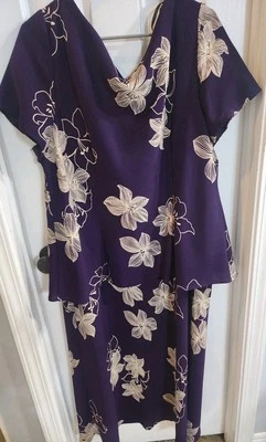 Vestido SL Fashions Talla 22w Manga Corta Estampado Floral Vintage Púrpura Con Floral Foto 1 de 4