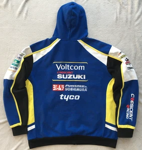 Voltcom Suzuki Tyco Motorsport Racing mens Blue Zip Sweater Hoodie Jacket size L - Picture 1 of 13