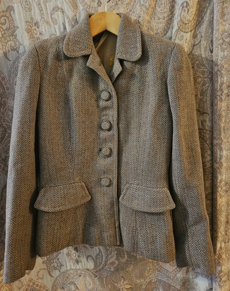 True Vintage Late 1940s Womens Wool Tweed Jacket Custom - Image 1 of 4