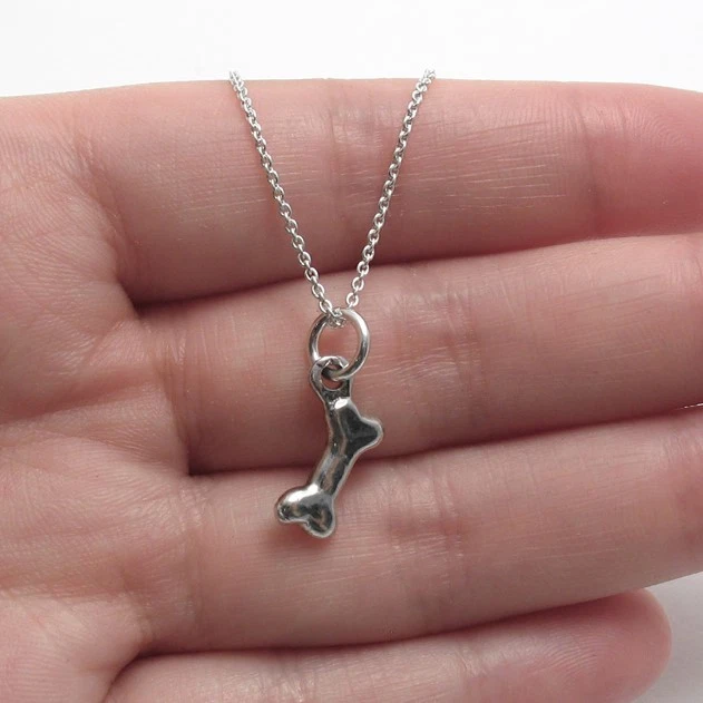 Collar de hueso de plata 925 colgante con dije de hueso de perro con collar Foto 1 de 1