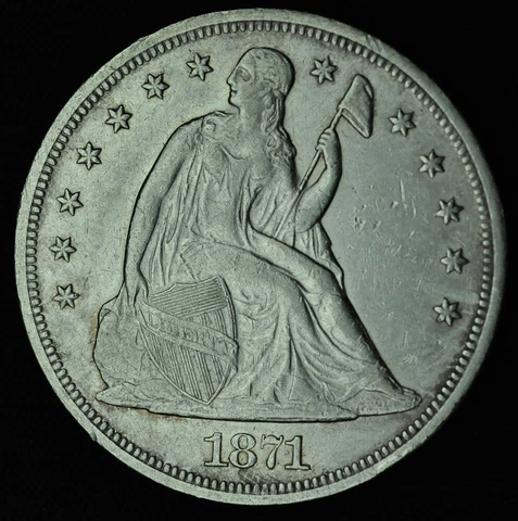 1871 Liberty Seated Dollar with Motto - Choice XF Cover