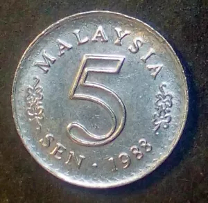 Malaysia 5 sen 1988 XF+ - Picture 1 of 3