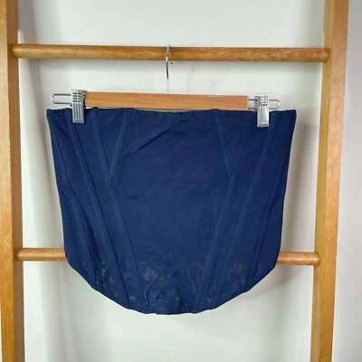 Top corsé zorro blanco para mujer mediano azul marino malla sin tirantes deshuesado sin mangas Foto 1 de 4