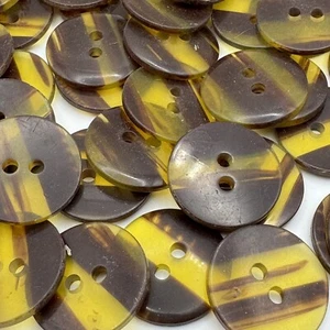 Brown/Yellow Poly Tortoise Streak Pattern Button 13mm 15mm 19mm 21mm 23mm 2hole - Picture 1 of 15