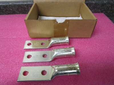 Qty (3) NSI L500NB Copper Compression Long Barrel 2 Hole Belled End CU 500 MCM - Image 1 of 4