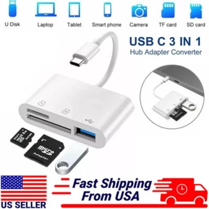 3 in 1 Type C USB OTG Adapter SD/TF Card Reader For iPhone 15 &Samsung Android - Picture 1 of 15