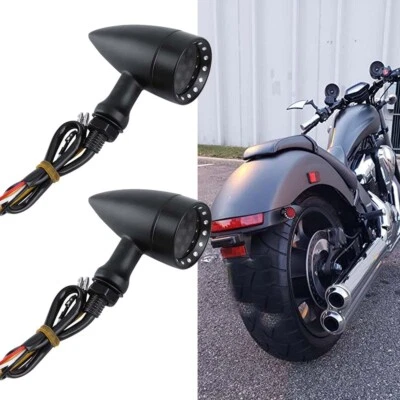 Amber LED Turn Signals Bullet Front Tail Light For Honda Rebel 250 300 500 1100 - Image 1 of 4