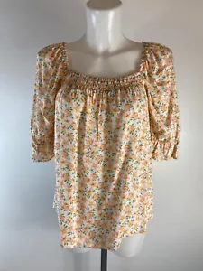 Top donna nuovo ExGeorge floreale manica corta smock taglia 8 12 14 18 - Foto 1 di 5