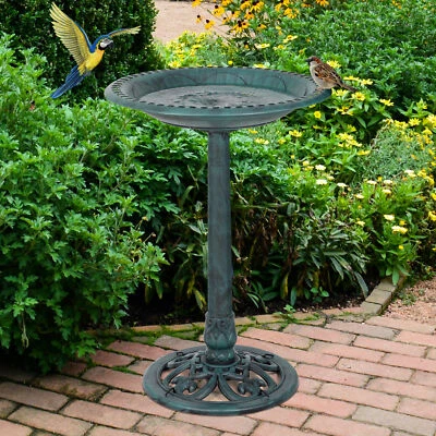  Pedestal de baño para pájaros de 28" alimentador de baño para pájaros decoración de jardín exterior antiguo 2 colores Foto 1 de 2