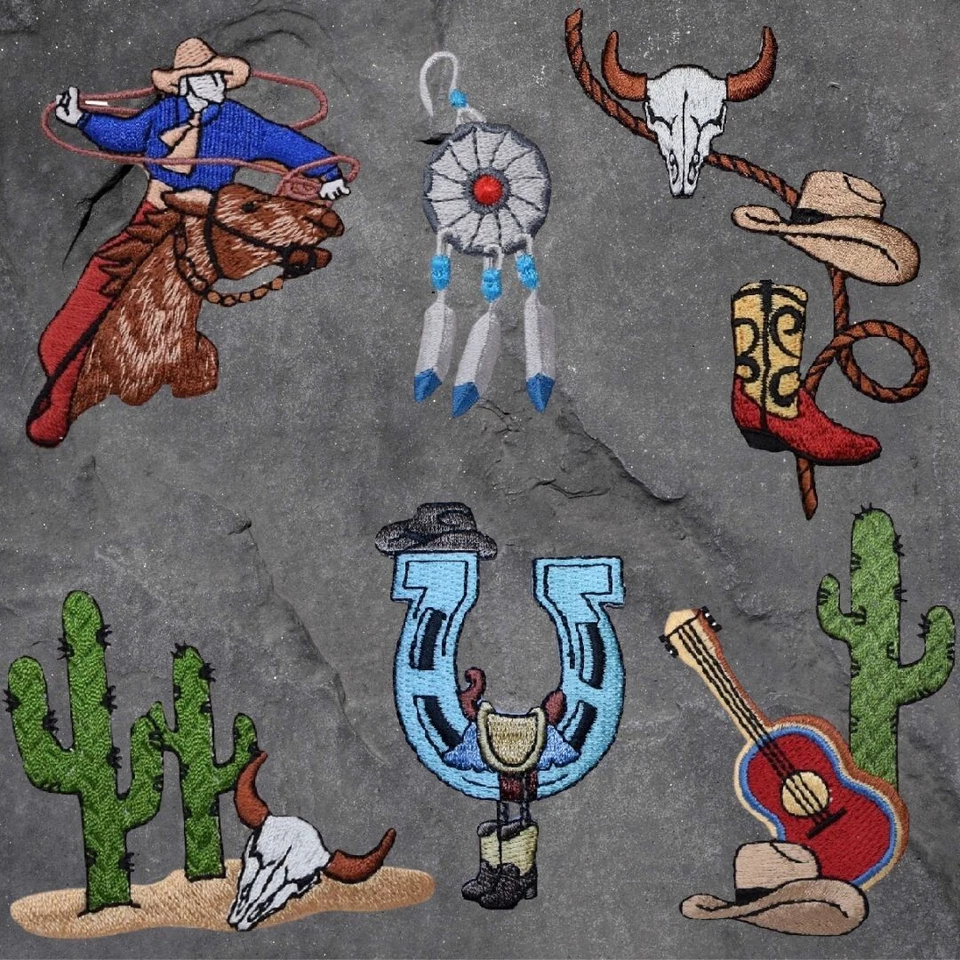 Wild West Patch Set - Western, Cowboy, Cactus, Horseshoe, Dreamcatcher(Iron On) - Image 1 of 1