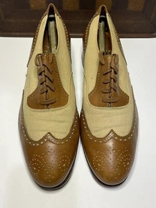 Scarpe da spettatore Ralph Lauren x Crockett & Jones marroni punta ad ala in pelle 9,5 D - Foto 1 di 20