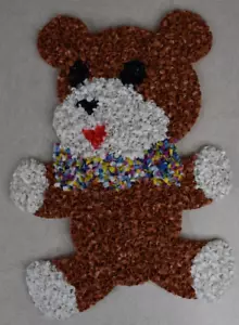 Vintage 1970s Melted Plastic Popcorn Wall Decoration Teddy Bear 16" Tall - Picture 1 of 2