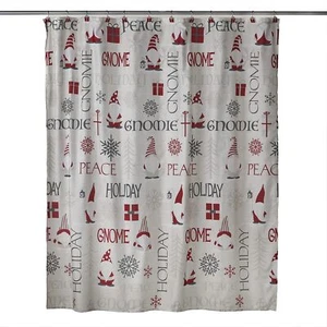 Multi Gnome Holiday Shower Curtain 13-Piece with Hook Set for Bathroom Decor - Picture 1 of 6