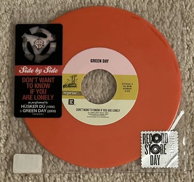 Green Day Husker Du Don't Want To Know If You Are Lonely Orange 7” vinyl rare - Image 1 of 2
