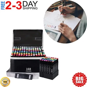 168 Colors Alcohol Markers Twin Sketch Markers Pens Dual Tip Art Markers Perm - Picture 1 of 7