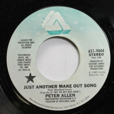 Soul Promo Nm! 45 Peter Allen - Just Another Make Out Song / Just Another Make O Foto 1 de 2
