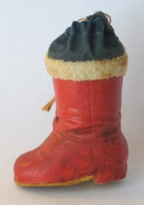Antigua bota de Papá Noel de papel maché colgante contenedor de dulces de Navidad vacaciones - Imagen 1 de 4