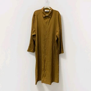 Vintage Nylon Duster Jacket Lagenlook Mens Large Lightweight Mustard Minimalist - Picture 1 of 15