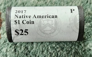 2017-P Native American Original U.S. Mint Wrapped Roll of 25 Dollar Coins - Picture 1 of 1