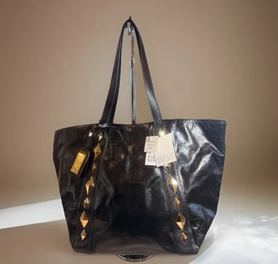 NWT Vintage Badgley Mischka Black Studded Leather Tote Bag- Made in Italy - Image 1 of 4